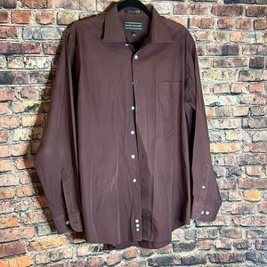 Men’s 16.5 neck David Taylor long sleeve button down shirt. Maroon.